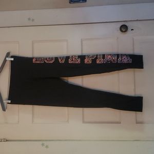 PINK, Medium, Dark Grey w/Plaid Detail Active Leggings